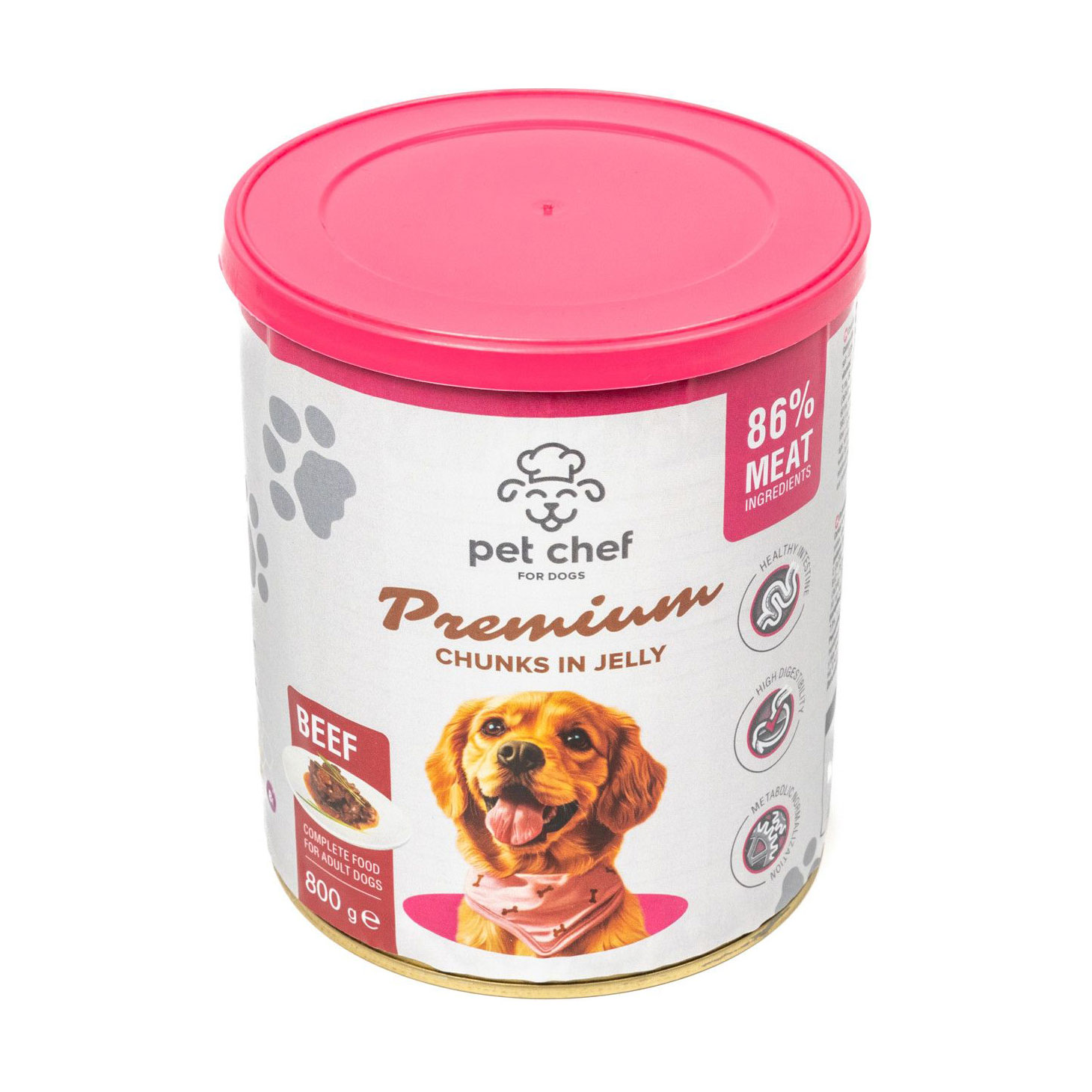 Вологий корм для собак Pet Chef Premium Chunks In Jelly з яловичиною, 800 г